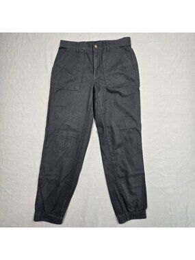 Gap S Mens Casual Jogger Pants Elastic Waist Black Cotton/Lyocell Blend Tapered